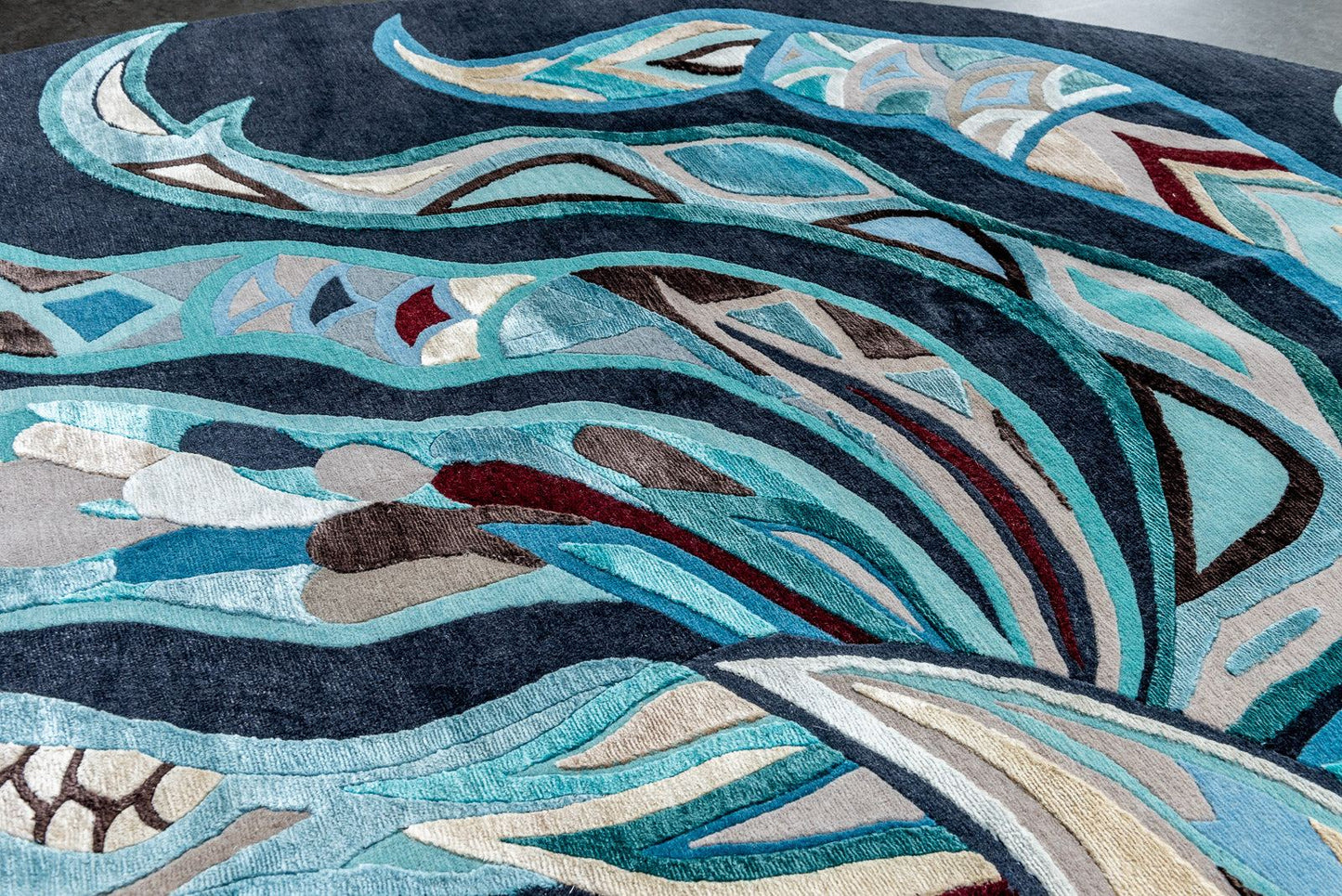 HAPPY FISH 1 - Unique carpet - Unique Designer Rug 260 cm - Knotting time approx. 270 days