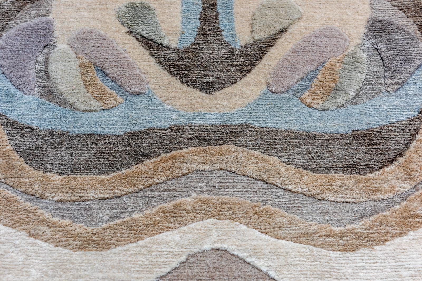 Detail, Design Teppich Unikat "LAST SAMURAI", beige, handgeknüpft 220 x 220 cm