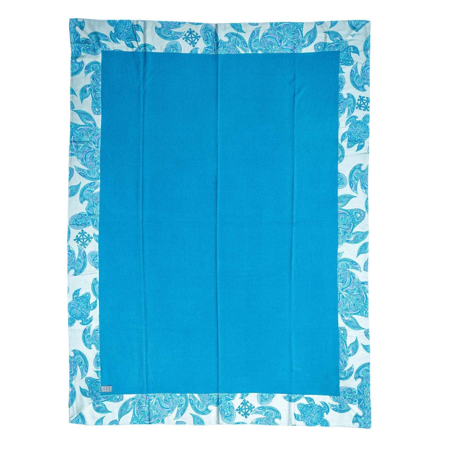 Plaid ESVARA TURTLES on silk, Twill weave Kaschmir, blau, 200 x 150 cm