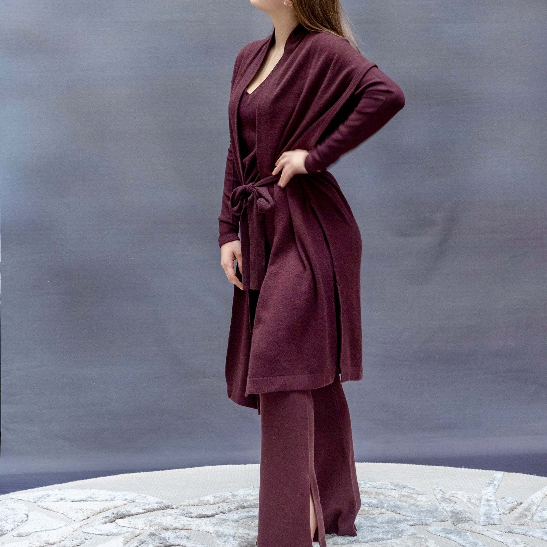 Tuch Doubleface Kaschmir % Seide WILD LIFE 150x150 Blau Beige Bordeaux