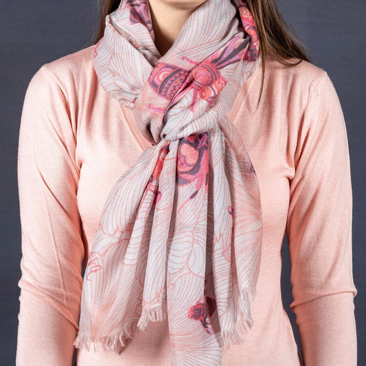 XL-Schal, 200 x 100 cm, 100 % feinster Changra-Baby-Kaschmir, Handmade, mit Bio-Farben bedruckt, die Kanten sind hand-rolliert, Limited Edition 5 St.