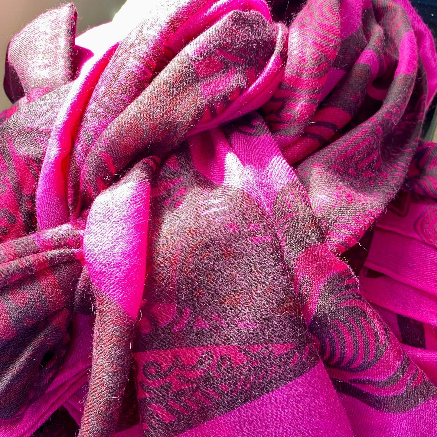 Sommerschal XL, SOUL LEAVES, 100 % Kaschmir, Pink, Limitiert auf 5 St.