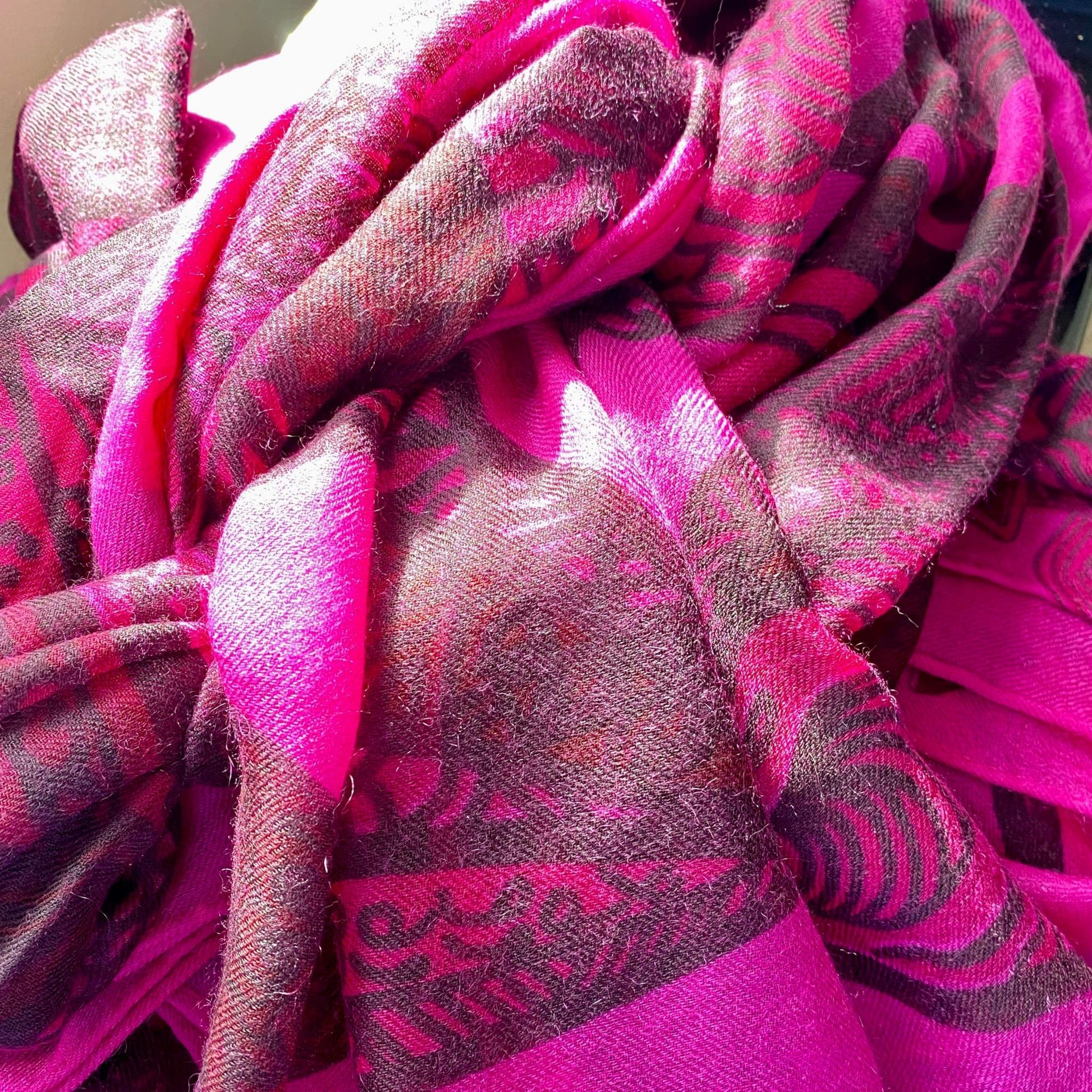 Sommerschal XL, SOUL LEAVES, 100 % Kaschmir, Pink, Limitiert auf 5 St.