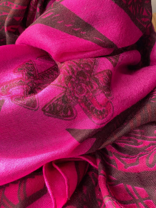 Sommerschal XL, SOUL LEAVES, 100 % Kaschmir, Pink, Limitiert auf 5 St.