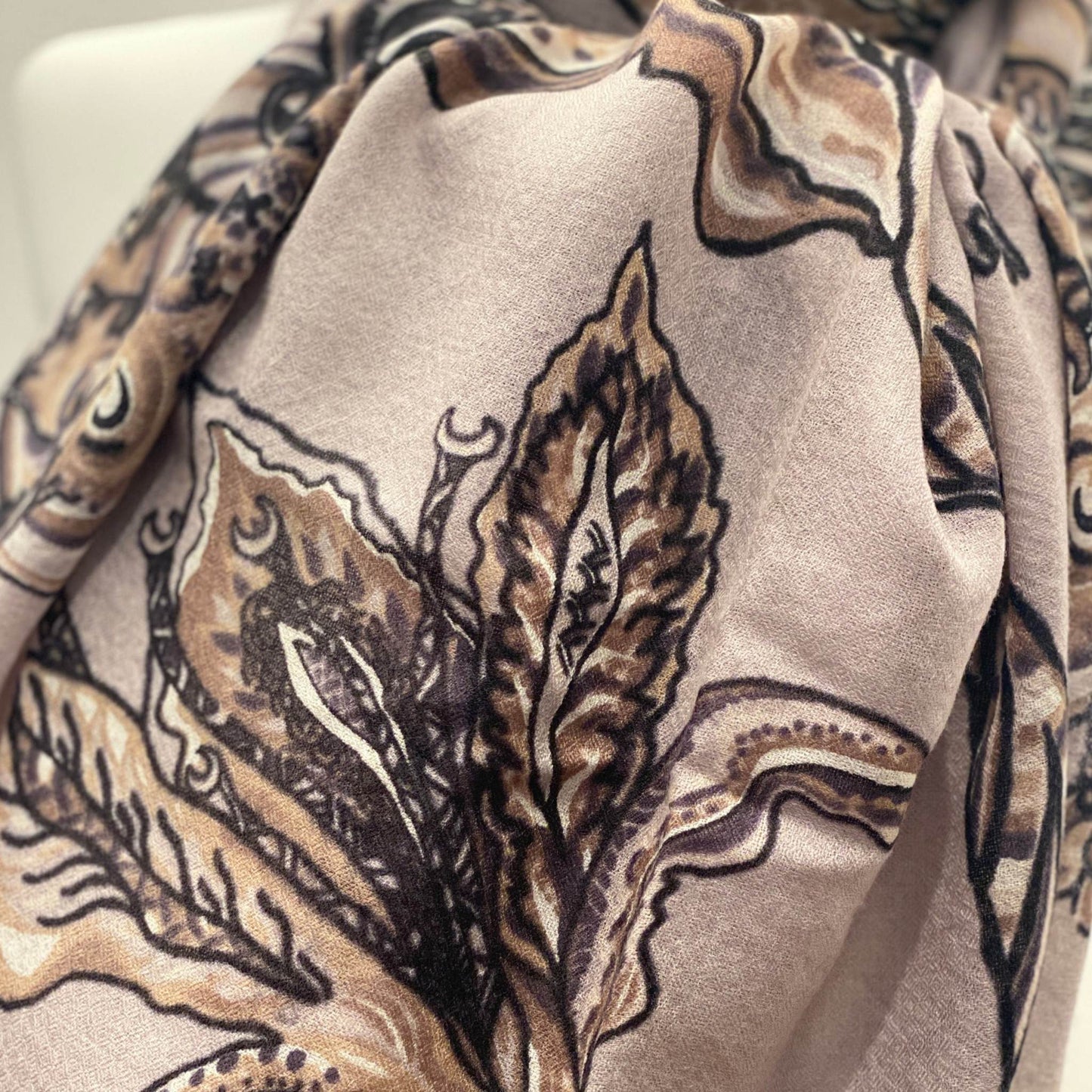 Schal SOUL FLOWERS Changra Kaschmir, beige & taupe, Limitiert auf 5 St