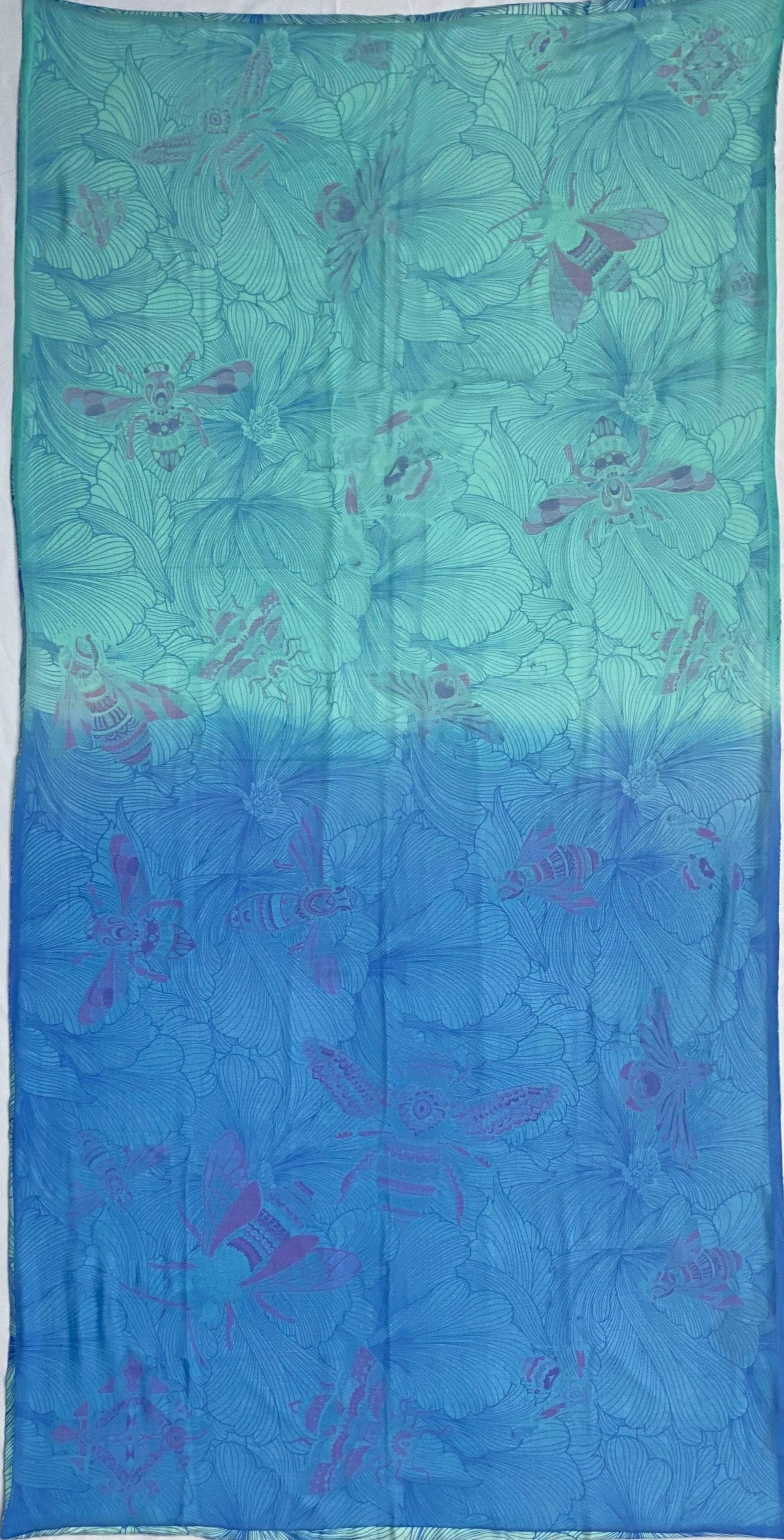 Schal JUST BEES, Kaschmir und Seide, double face, 100x200, Türkis-Azur