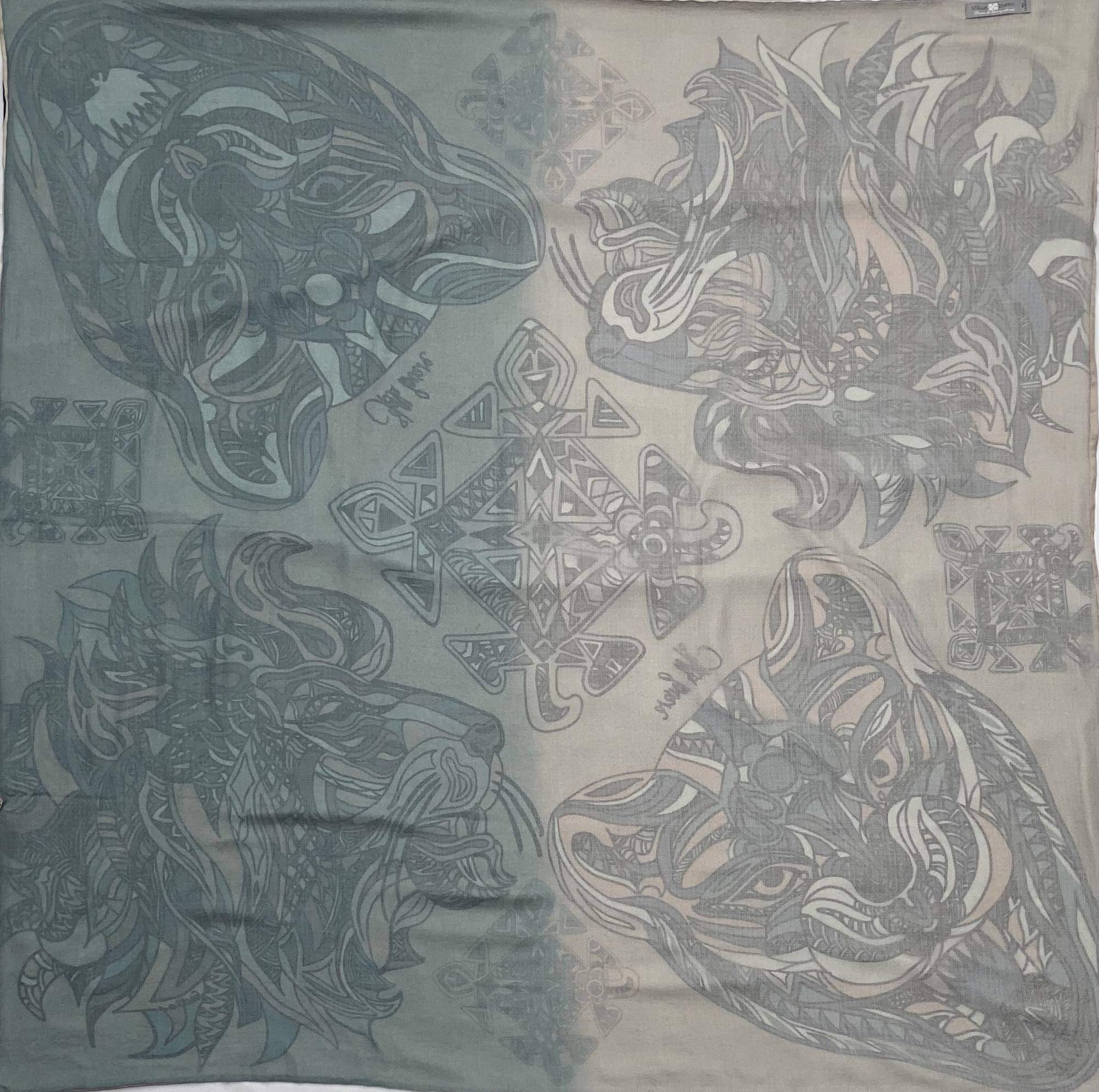 WILD LIFE Tuch Kaschmir Kaschmir & Seide Tuch Doubleface WILD LIFE 150x150 Grau Aqua und Beige& Seide, Doubleface, Beige and Aqua, LIMITED EDITION 3 von 4 St.