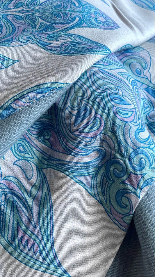 Plaid ESVARA TURTLES on silk, 100% Twill weave Kaschmir, blau