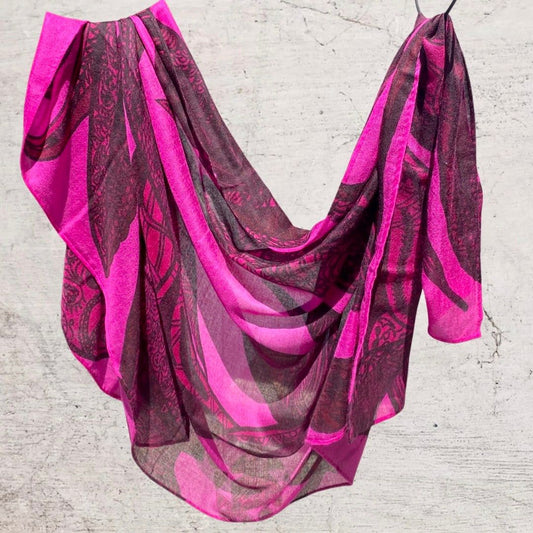 Sommerschal XL, SOUL LEAVES, 100 % Kaschmir, Pink, Limitiert auf 5 St.