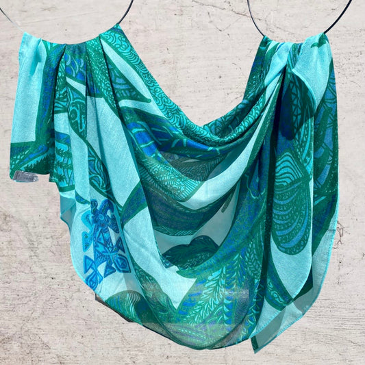 SOUL LEAVES Changra Kaschmir Schal/Stola, blau & Türkis & grün