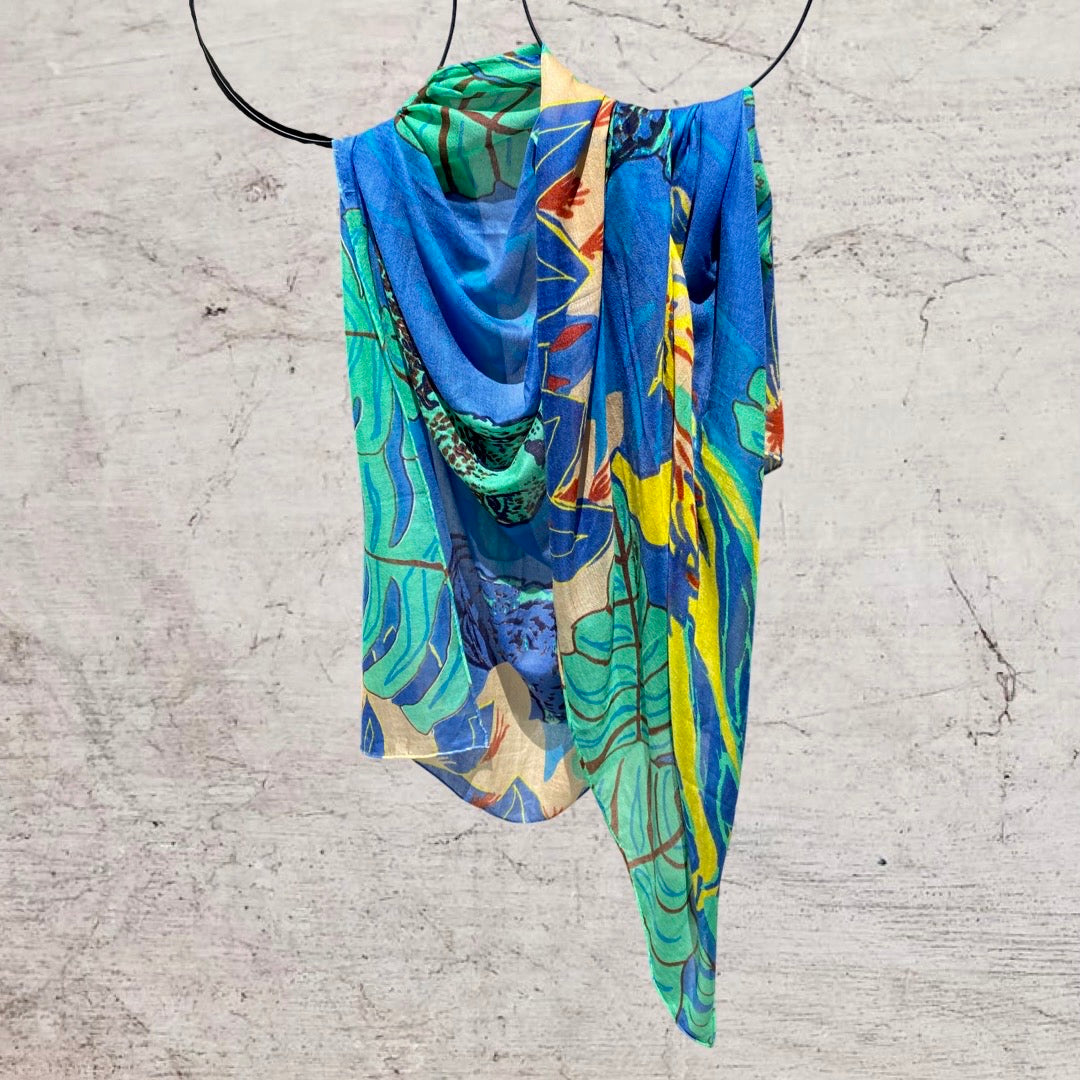 TIGER POND - United in diversity - XL cashmere scarf - Blue & green - Limited Edition