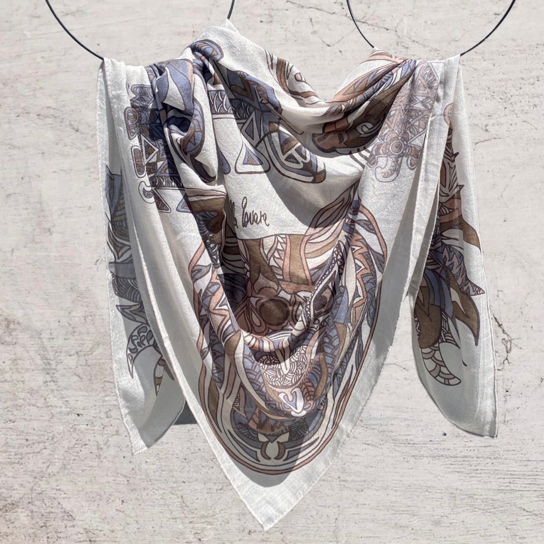 WILD LIFE Changra-Kaschmir Carré, Taupe und greige, Limitierte Edition, 3 von 5