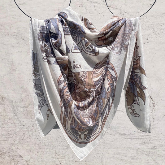 WILD LIFE Changra-Kaschmir Carré, Taupe und greige, Limitierte Edition, 3 von 5