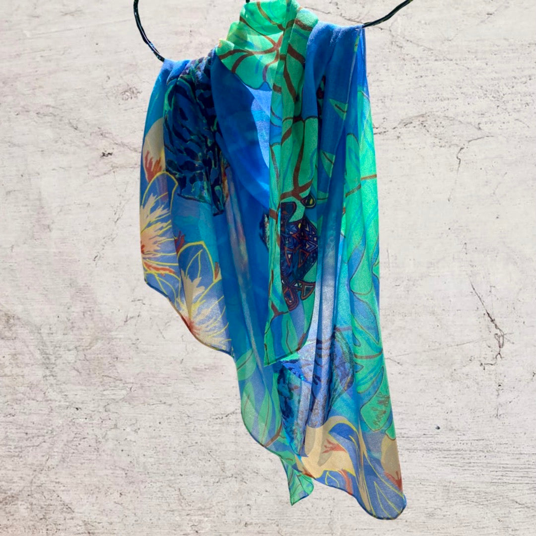 TIGER POND - United in diversity - XL cashmere scarf - Blue & green - Limited Edition