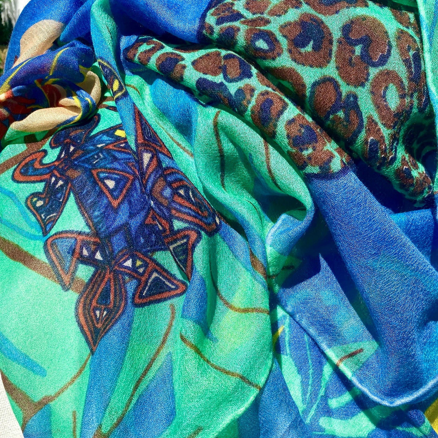 TIGER POND - United in diversity - XL cashmere scarf - Blue & green - Limited Edition