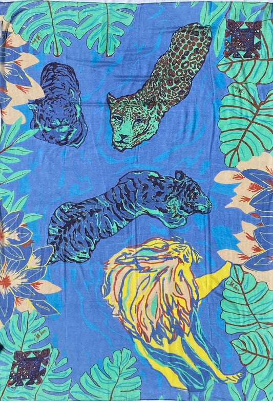 TIGER POND - United in diversity - XL cashmere scarf - Blue & green - Limited Edition