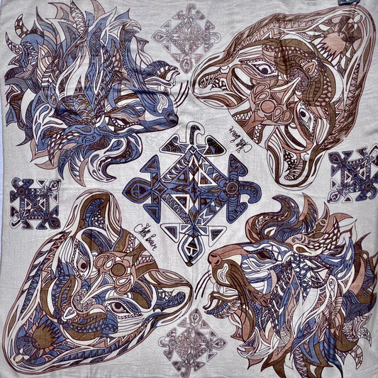 WILD LIFE Changra-Kaschmir Carré, Taupe und greige, Limitierte Edition, 3 von 5