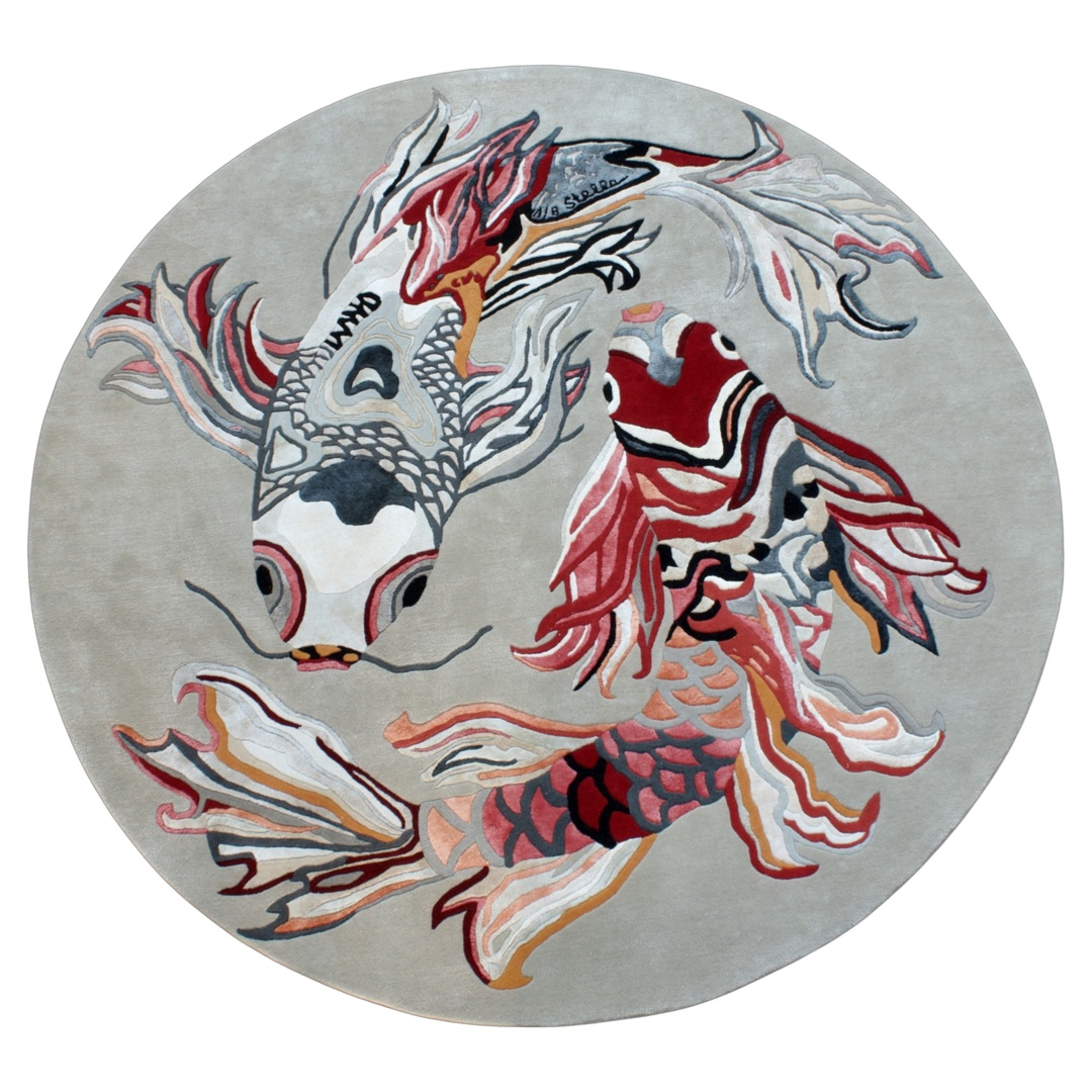 Teppich Kunst KOI LOVERS, 260 x 260 cm, Knüpfzeit ca.270 Tage, Unikat