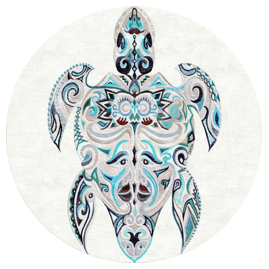 "TURTLE LOVE" carpet art - unique - designer rug - 200 x 200 - hand-knotted - Tibetan wool & silk