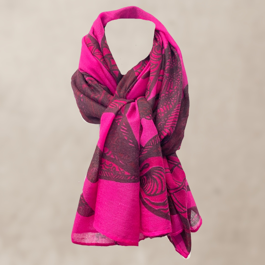 Sommerschal XL, SOUL LEAVES, 100 % Kaschmir, Pink, Limitiert auf 5 St.