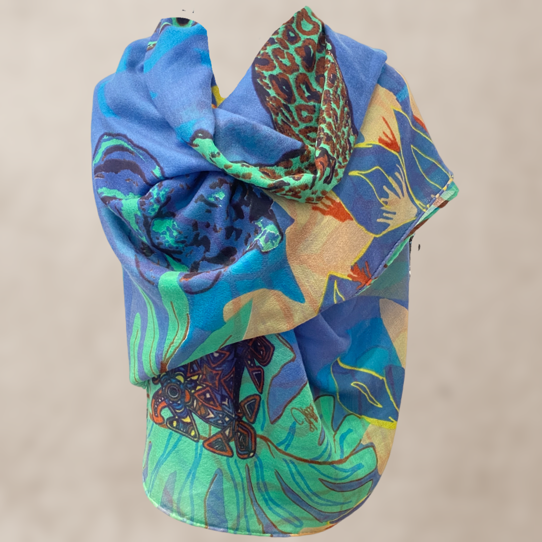 TIGER POND - United in diversity - XL cashmere scarf - Blue & green - Limited Edition