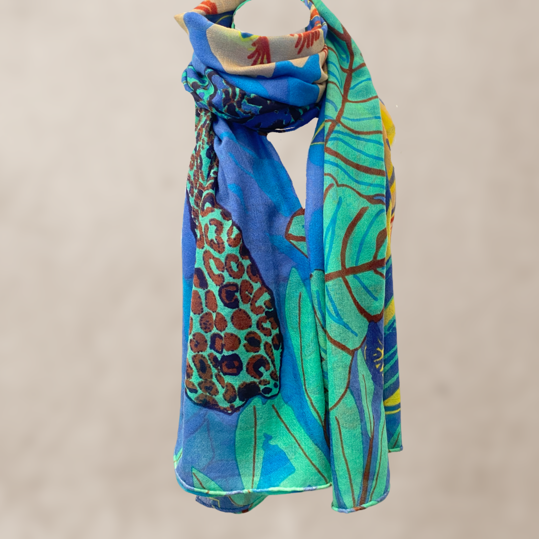 TIGER POND - United in diversity - XL cashmere scarf - Blue & green - Limited Edition