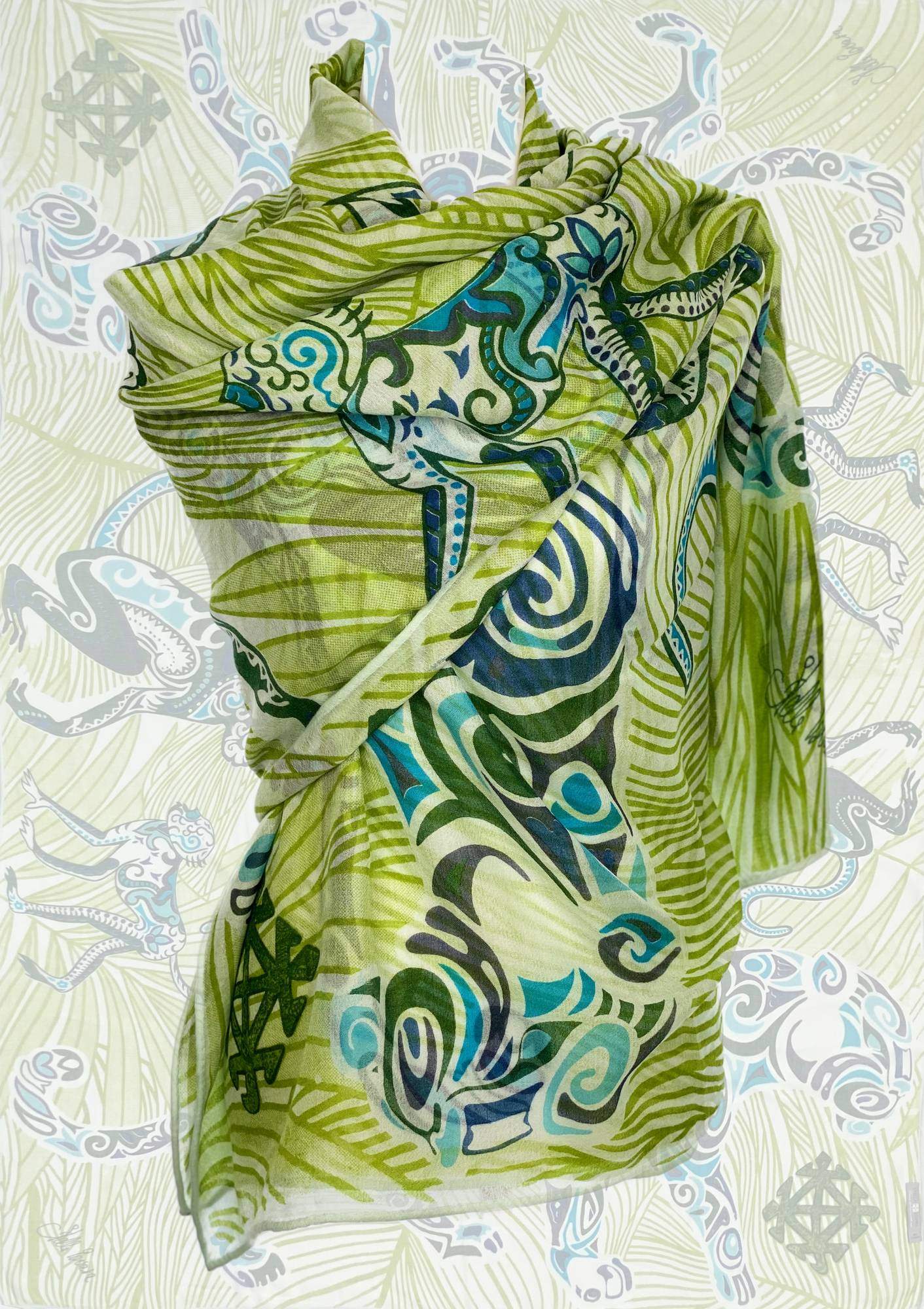Kaschmir XL Schal  „GREEN JUNGLE“ Limited edition