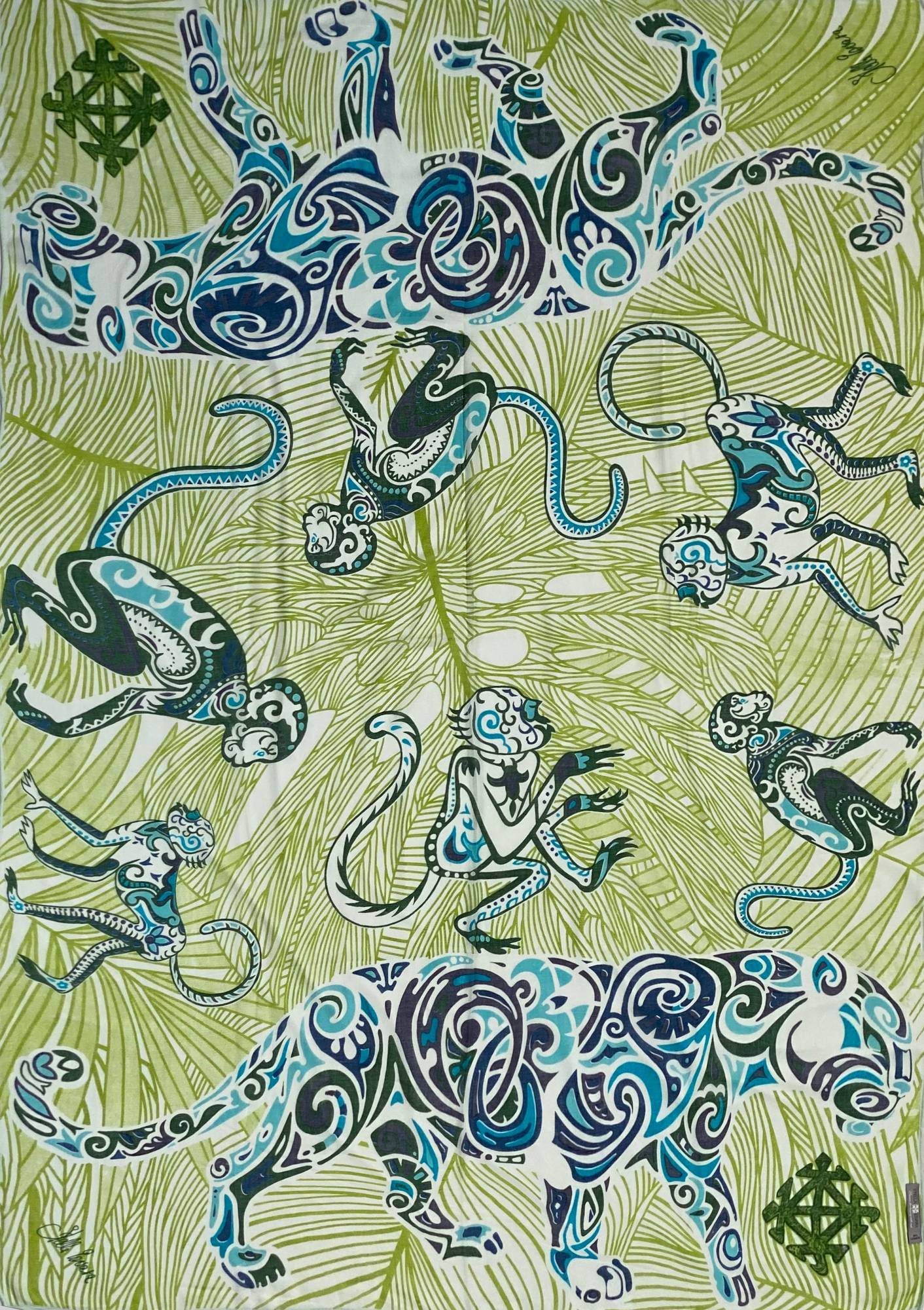 Kaschmir XL Schal  „GREEN JUNGLE“ Limited edition