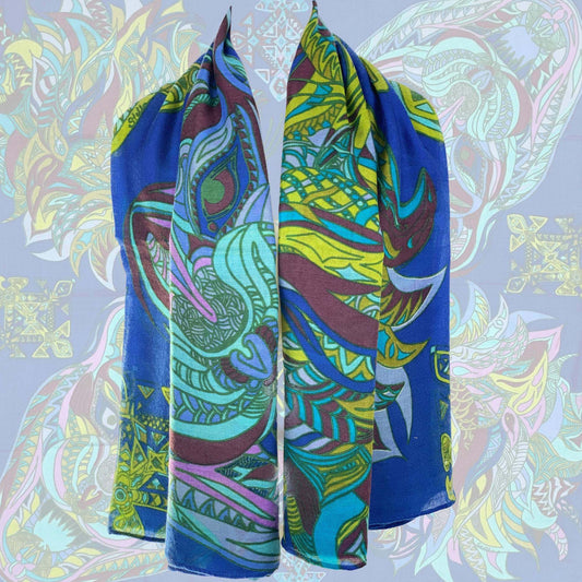 cashmere CarréeWILD LIFE Kaschmir Carre Tuch, grün & pistazie & blau, limitiert 4/5