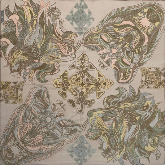 Tuch WILD LIFE Kaschmir, beige & rosa & taupe, limitiert 4/5