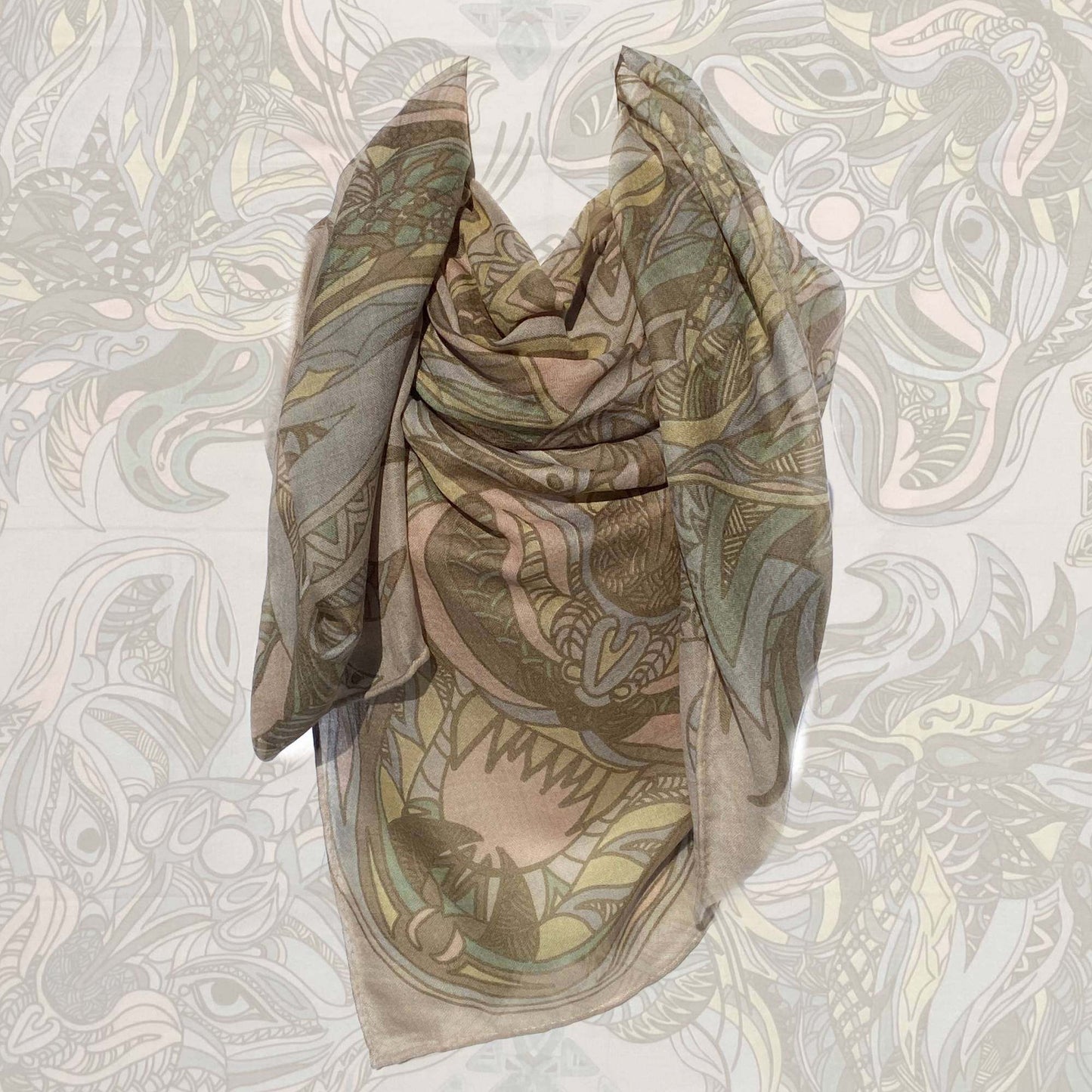 Cashmere CaréeTuch WILD LIFE Kaschmir, beige & rosa & taupe, limitiert 4/5