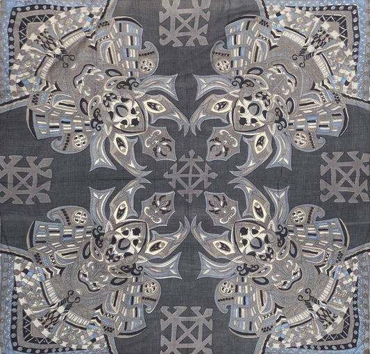 Tuch Kaschmir Carré 4 GRAY SAMURAI 140x140 Handgewebt, grau, limitiert