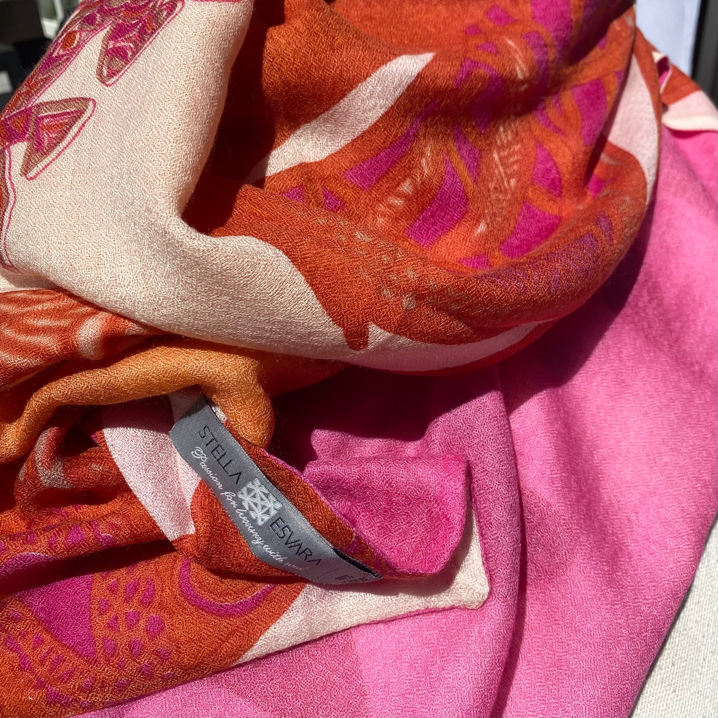 “SOUL LEAVES” doubleface cashmere scarf made of 100% light baby cashmere - limited to 5 pieces