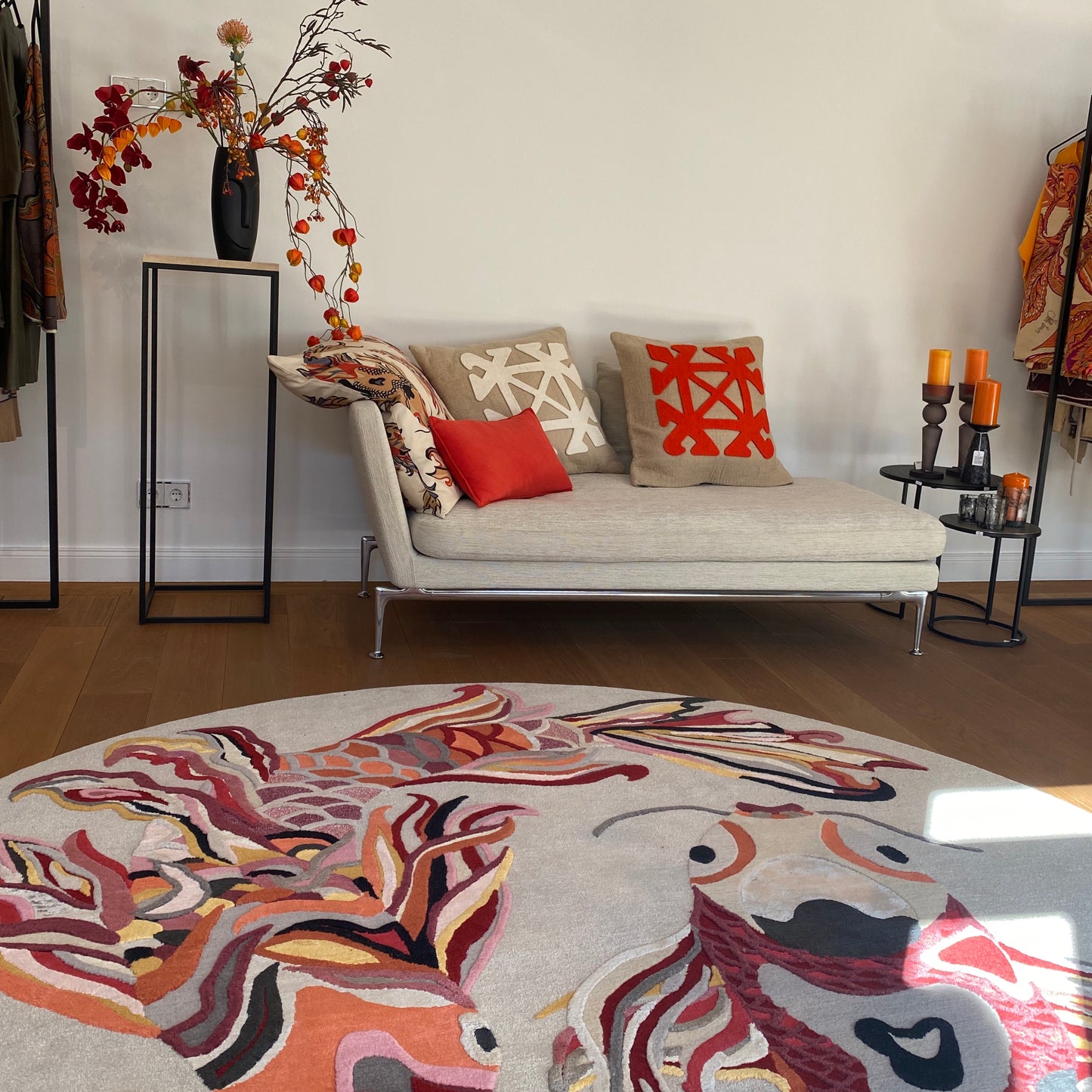 KOIS IN THE LOVE POND 2 - Unique Designer Rug 260 cm - Hand-knotted in Nepal - Knotting time approx. 270 days