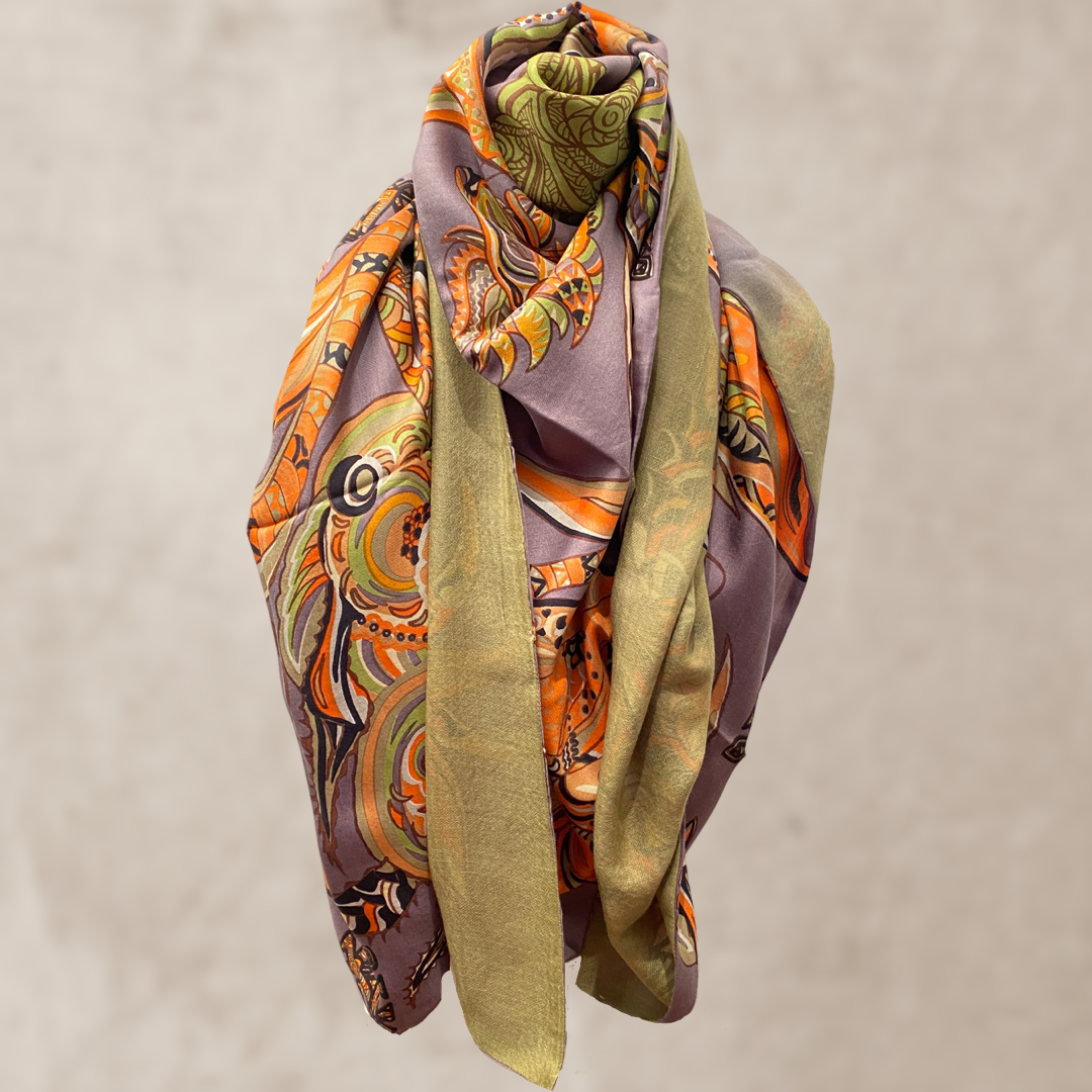 “BONDED IN GARDEN EDEN “ - LIMITED EDITION #2 von 4 Stück -  Kaschmir & Seide, Doubleface - greenery