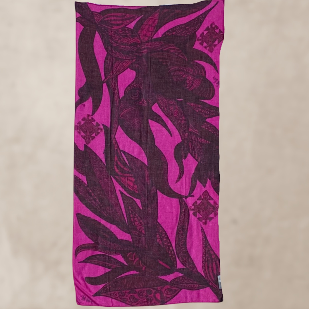 Sommerschal XL, SOUL LEAVES, 100 % Kaschmir, Pink, Limitiert auf 5 St.