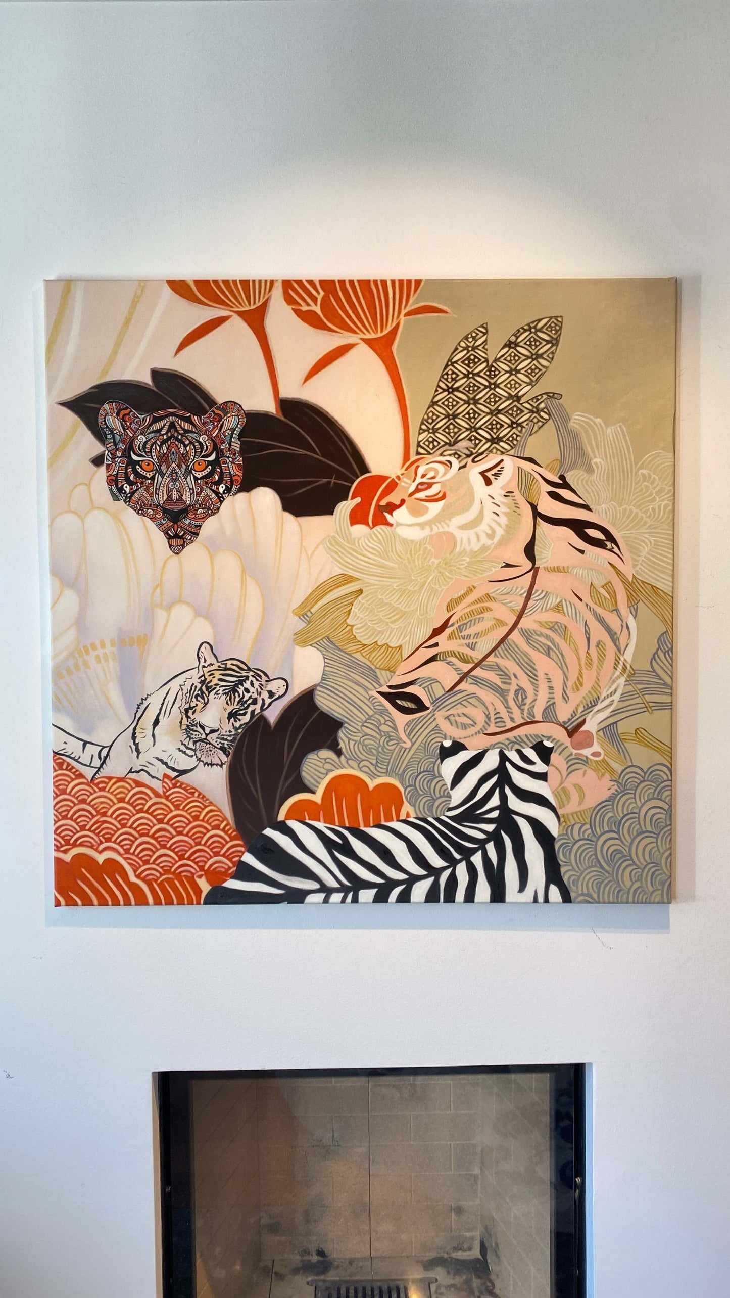 Art WILD FAMILY BONDS Acrylic Painting auf Leinwand 100x100 cm, Unikat