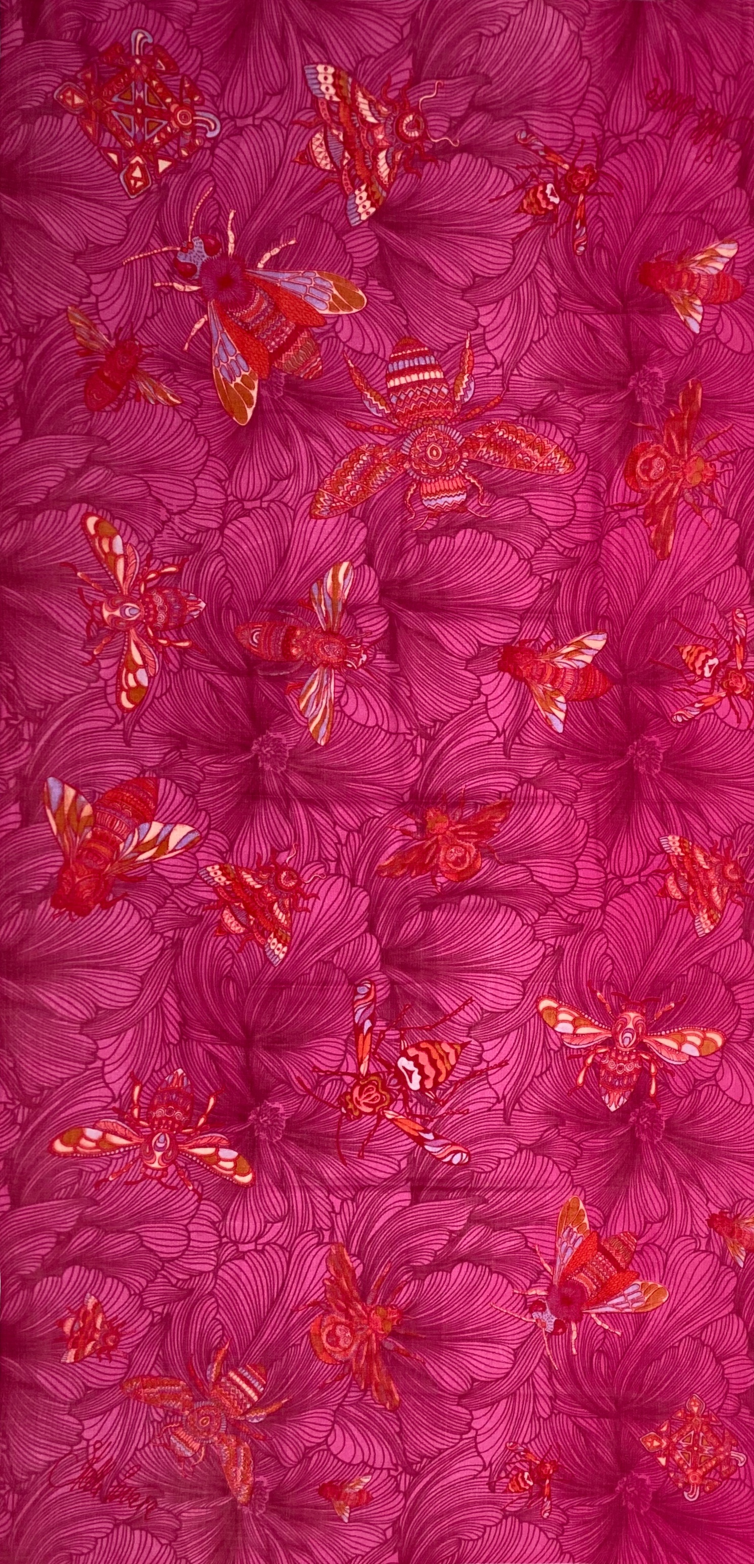 Safe the Bees - leichter Kaschmir Schal, rosa-rot, Limitiert auf 5 St.