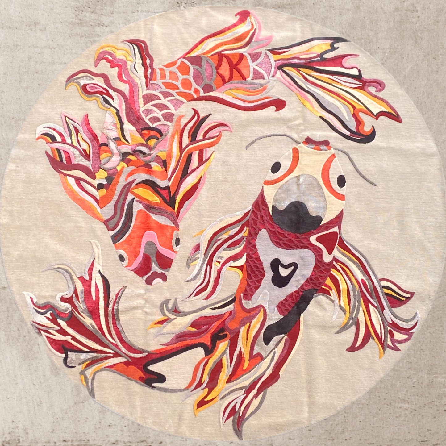 KOIS IN THE LOVE POND 2 - Unique Designer Rug 260 cm - Hand-knotted in Nepal - Knotting time approx. 270 days