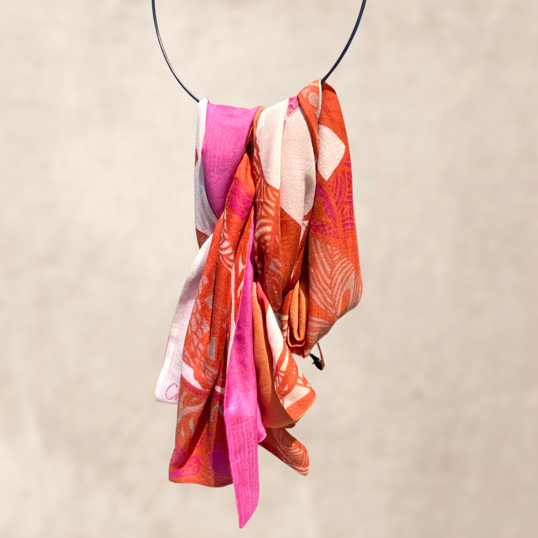 “SOUL LEAVES” doubleface cashmere scarf made of 100% light baby cashmere - limited to 5 pieces