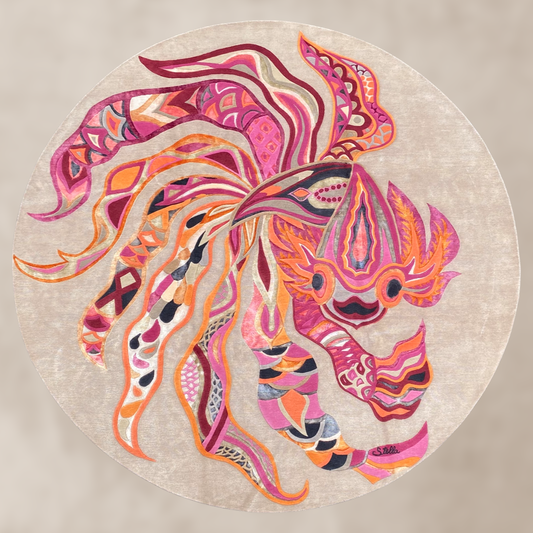 HAPPY FISH - Unique carpet - Unique Designer Rug 260 cm - commissioned work - knotting time approx. 270 days