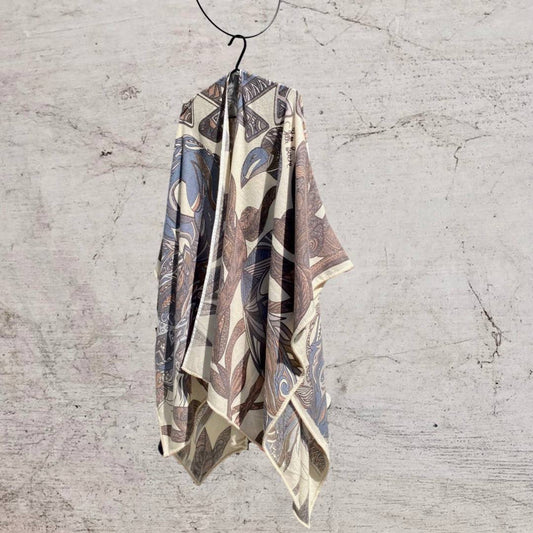Cape FLAMINGO GARDEN Kaschmir Stola 200x140 cm, taupe & creme, limited