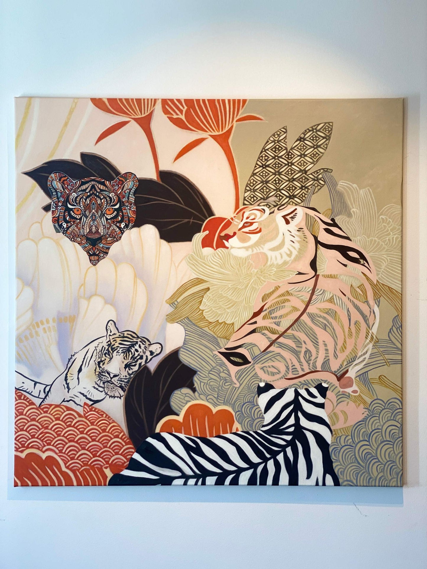 Art WILD FAMILY BONDS Acrylic Painting auf Leinwand 100x100 cm, Unikat