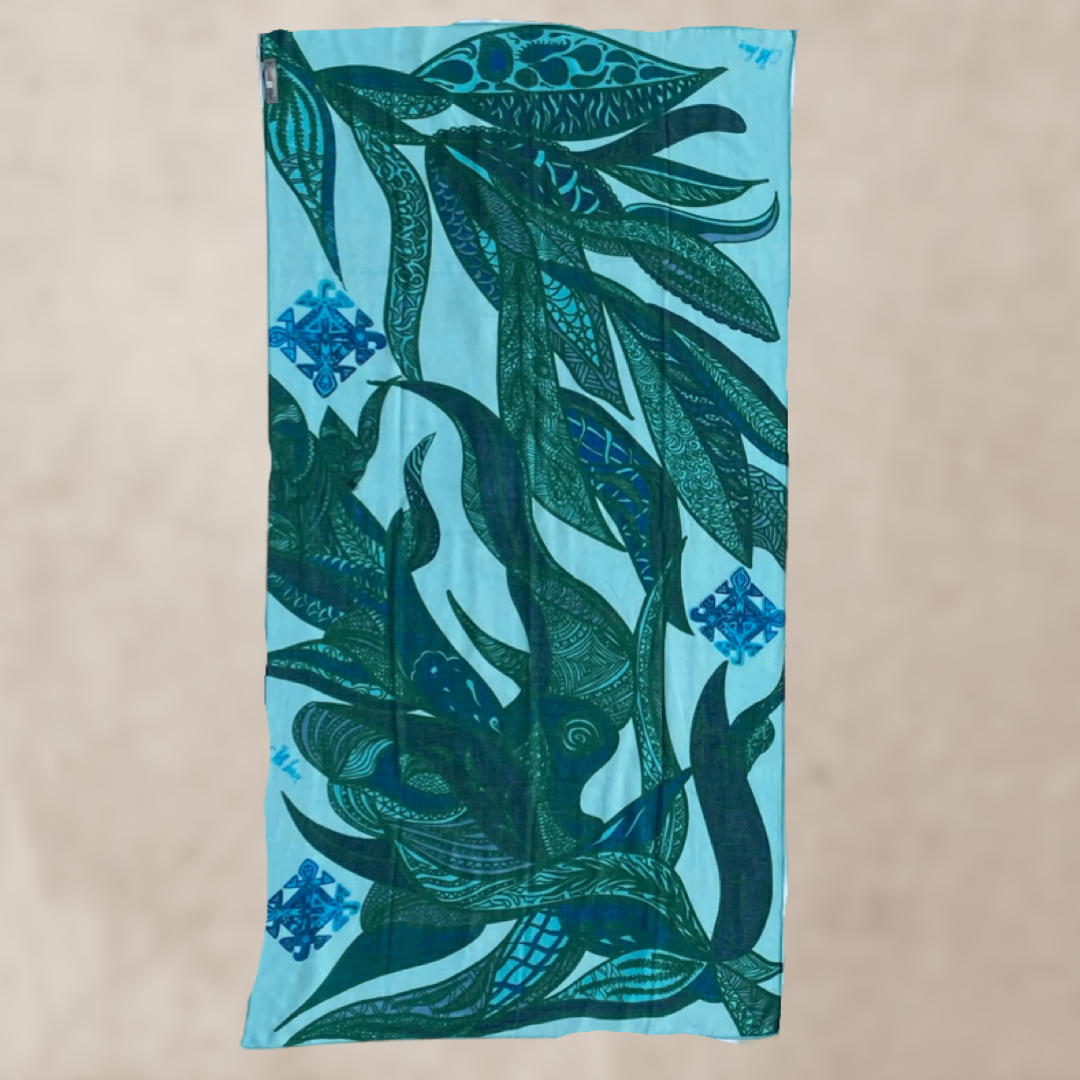 SOUL LEAVES Changra Kaschmir Schal/Stola, blau & Türkis & grün