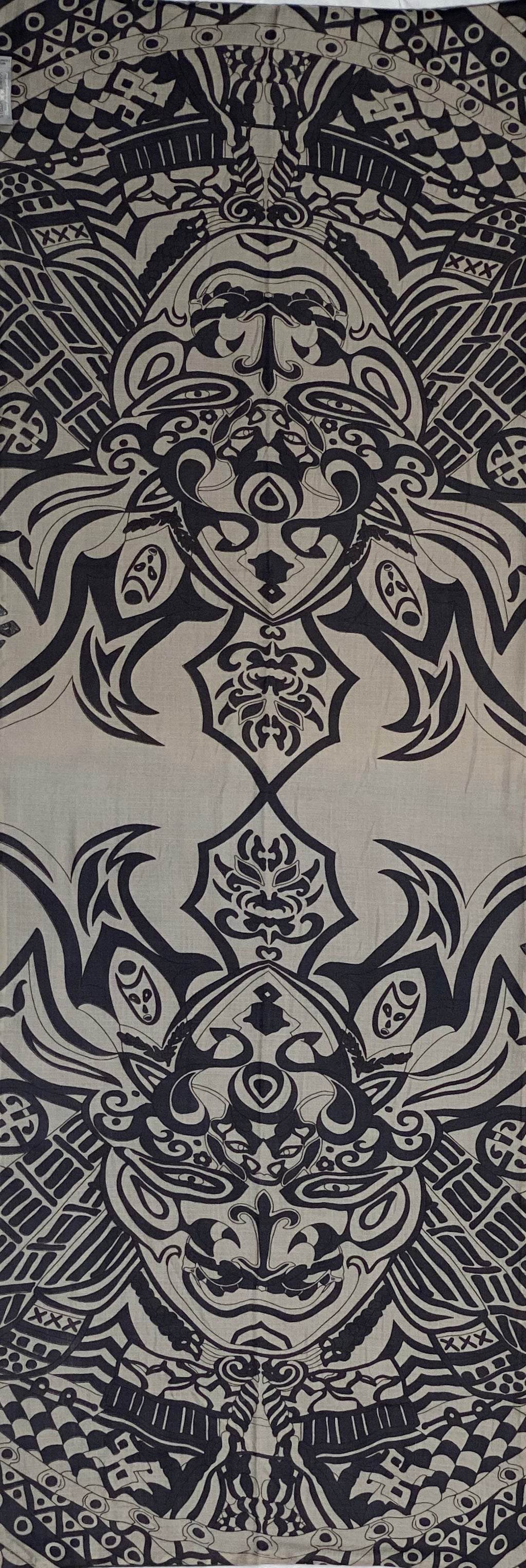 Tuch Kaschmir-Carré 4 SAMURAI, 150 x 150 cm, doubleface, hand rolliert