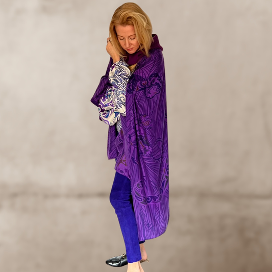 Cape JUNGLE LOVE 100% Kaschmir Stola, purple & lila & mauve, limited 2