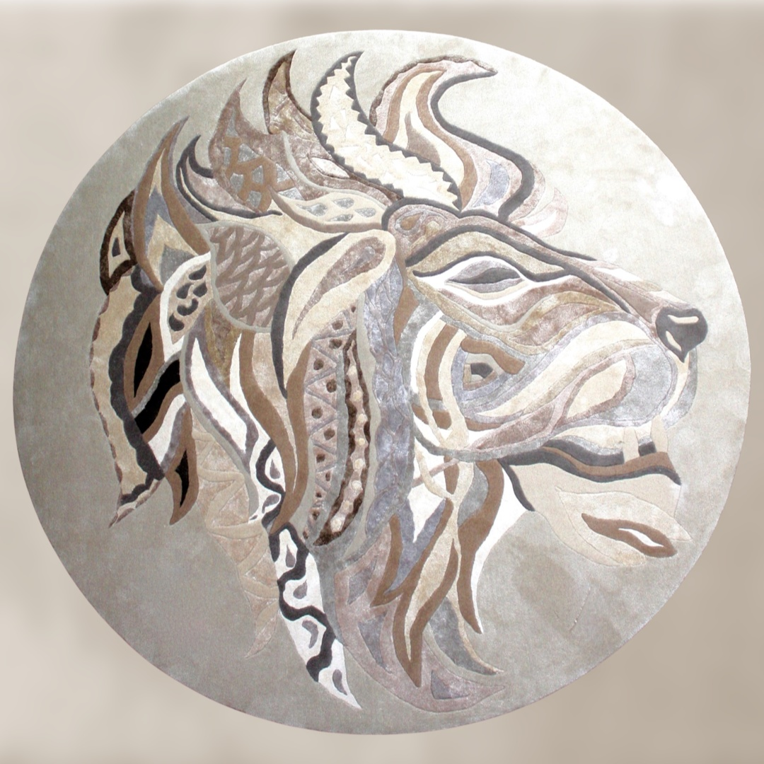 Teppich LION TREASURE, Rug Art 260x260cm Knüpfzeit ca. 270 Tage Unikat
