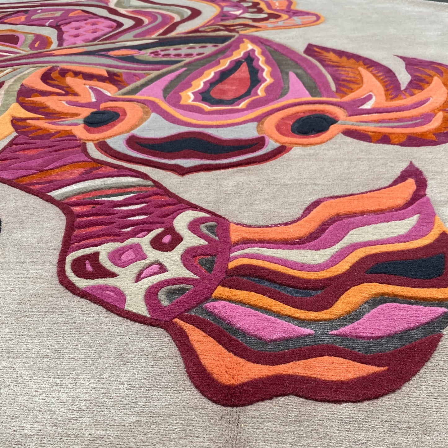 HAPPY FISH - Unique carpet - Unique Designer Rug 260 cm - commissioned work - knotting time approx. 270 days