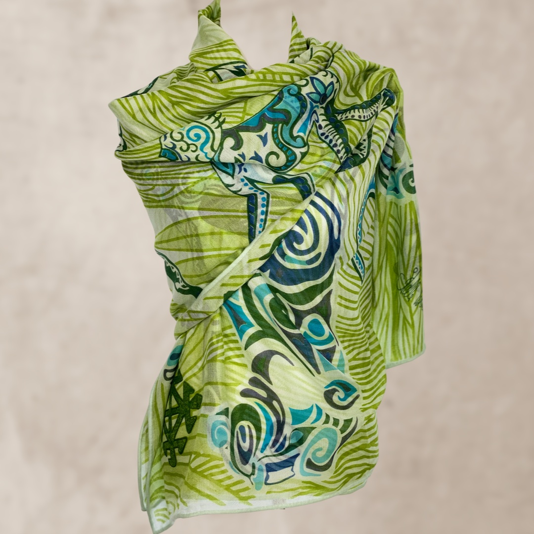 Kaschmir XL Schal  „GREEN JUNGLE“ Limited edition