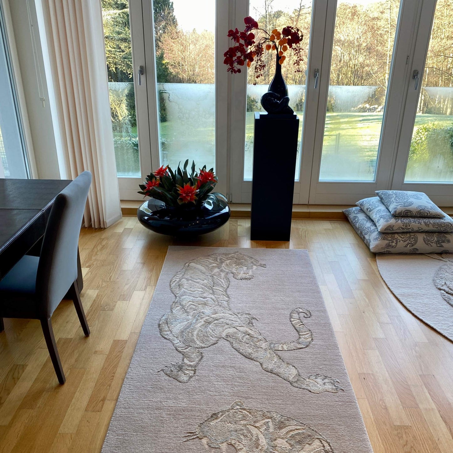 Teppich Kunst Unikat WILD TIGER 200x100cm Knüpfzeit ca. 270 Tage